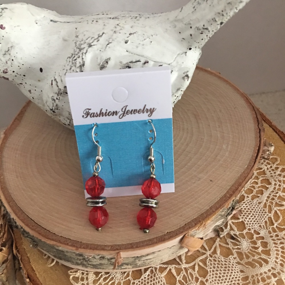 🌼4 for $12🌼 Dangle Earrings- RED & SILVER